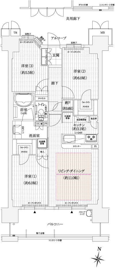 Floor: 3LDK + storeroom, occupied area: 71 sq m, Price: 36,380,000 yen ~ 38,820,000 yen