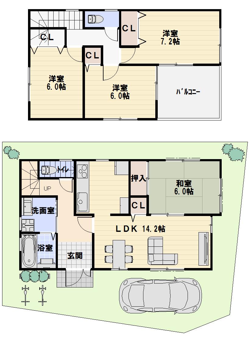 Floor plan. 28,900,000 yen, 4LDK, Land area 28.62 sq m , Building area 94.76 sq m Floor Plan (No. 3 locations)