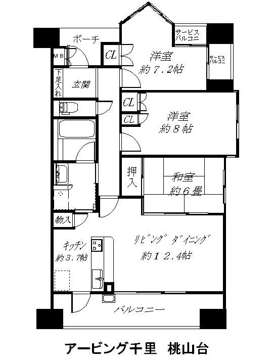 Floor plan. 3LDK, Price 29,800,000 yen, Occupied area 82.24 sq m , Balcony area 13.87 sq m spacious 3LDK! 82.24 sq m !