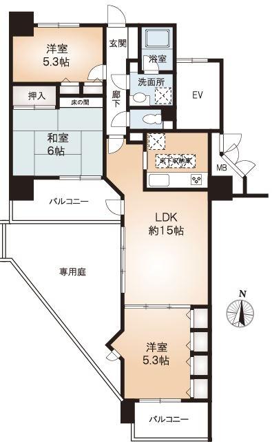 Floor plan. 3LDK, Price 20.8 million yen, Occupied area 71.49 sq m , Balcony area 12.05 sq m