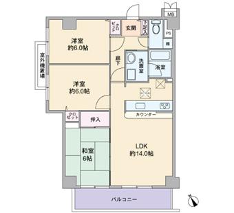 Floor plan. 3LDK, Price 20.8 million yen, Footprint 69.5 sq m , Balcony area 8.26 sq m