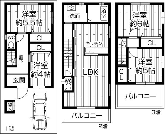 Floor plan. 30,800,000 yen, 4LDK, Land area 67.41 sq m , Building area 98.41 sq m