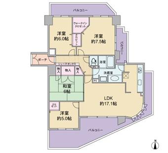 Floor plan. 4LDK, Price 23,900,000 yen, Occupied area 90.03 sq m , Balcony area 30.1 sq m 4LDK