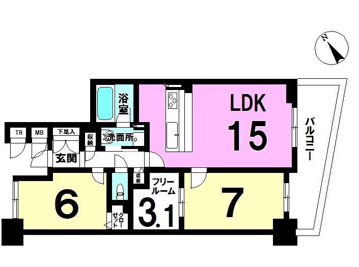 Floor plan. 2LDK + S (storeroom), Price 26,800,000 yen, Occupied area 66.33 sq m , Balcony area 10.43 sq m