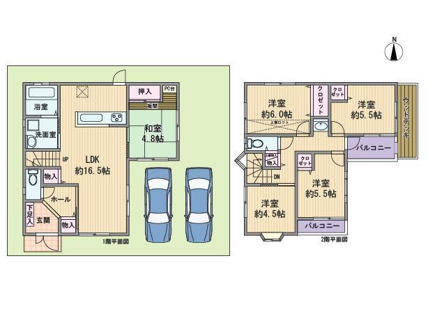 Floor plan. 47,800,000 yen, 5LDK, Land area 137.36 sq m , Building area 103.27 sq m