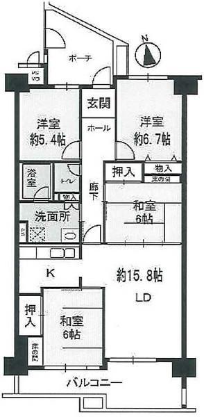 Floor plan. 4LDK, Price 17.8 million yen, Occupied area 90.53 sq m , Balcony area 12.58 sq m