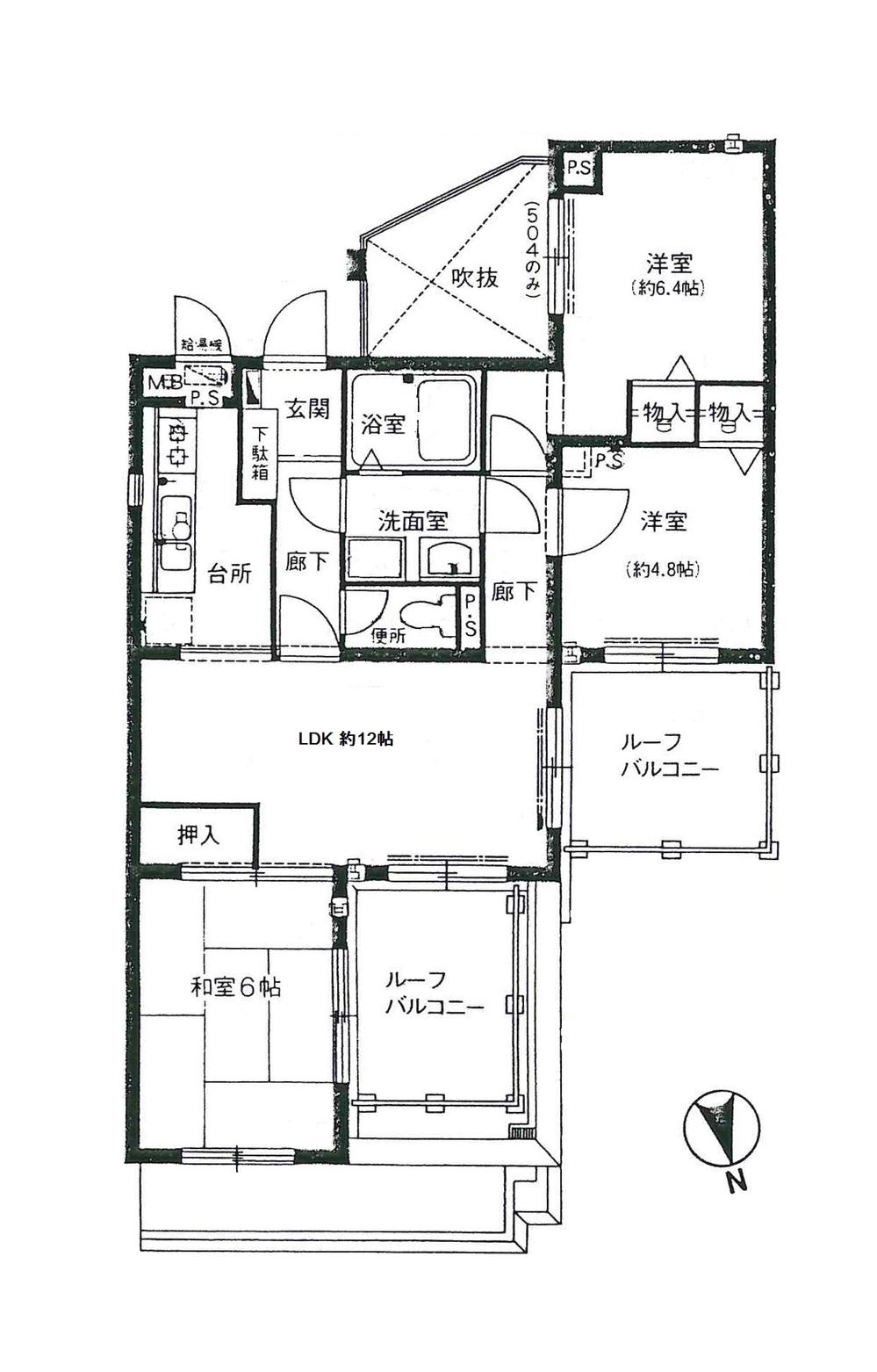 Floor plan. 3LDK, Price 11.8 million yen, It is the top floor of the occupied area 66.64 sq m 5 floor. Since it is a present situation vacant house, Please feel free to preview.