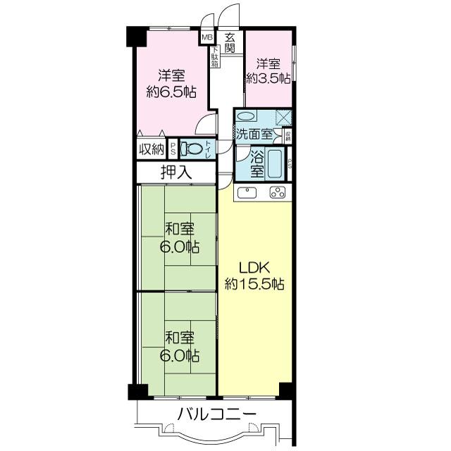 Floor plan. 4LDK, Price 13,900,000 yen, Occupied area 84.05 sq m , Balcony area 9.74 sq m