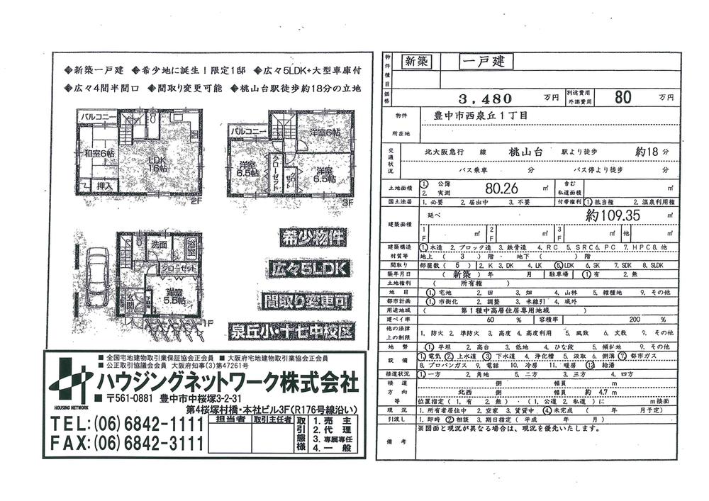 Floor plan. 34,800,000 yen, 5LDK, Land area 80.26 sq m , Building area 109.35 sq m