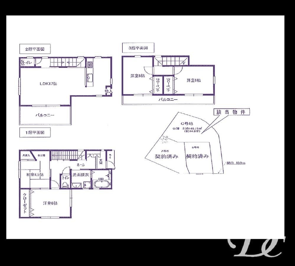 Compartment view + building plan example. Building plan example, Land price 26 million yen, Land area 146.71 sq m , Building price 17,640,000 yen, Building area 101.11 sq m