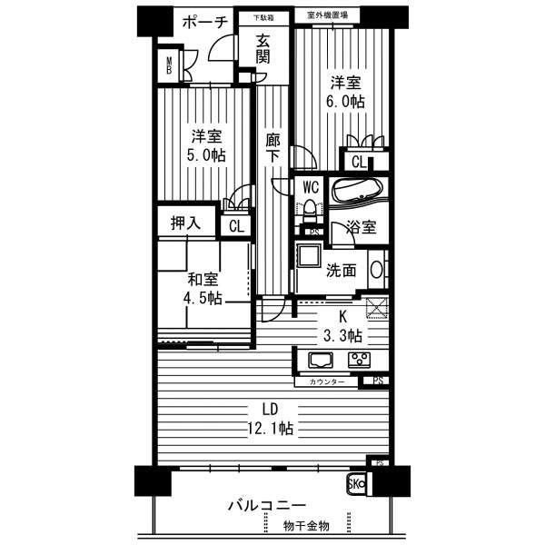 Floor plan. 3LDK, Price 28.5 million yen, Occupied area 70.22 sq m , Balcony area 11.87 sq m