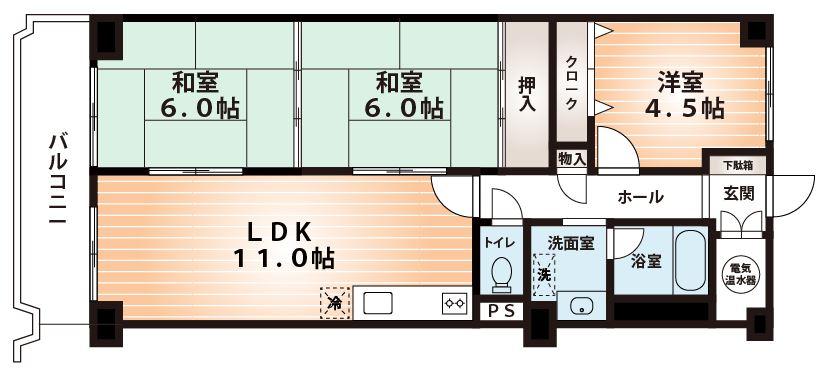 Floor plan. 3LDK, Price 12.8 million yen, Footprint 64.8 sq m