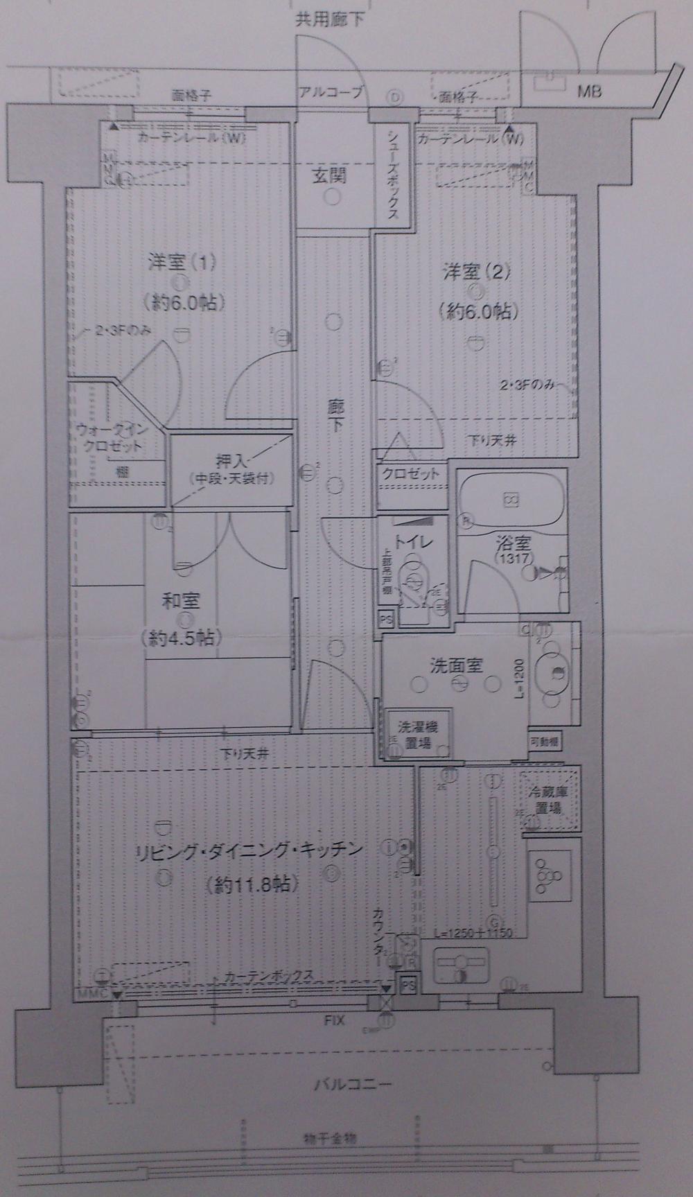 Floor plan. 3LDK, Price 19,800,000 yen, Occupied area 65.52 sq m , Balcony area 11.97 sq m floor plan (October 2012) shooting