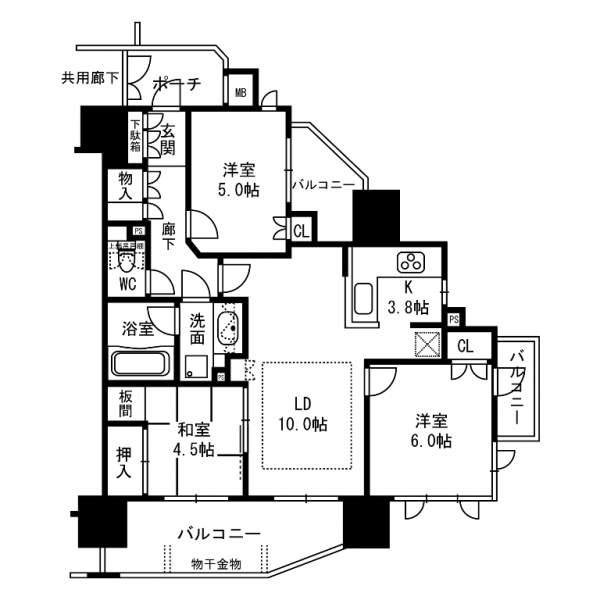 Floor plan. 3LDK, Price 26,800,000 yen, Occupied area 67.44 sq m , Balcony area 16.12 sq m