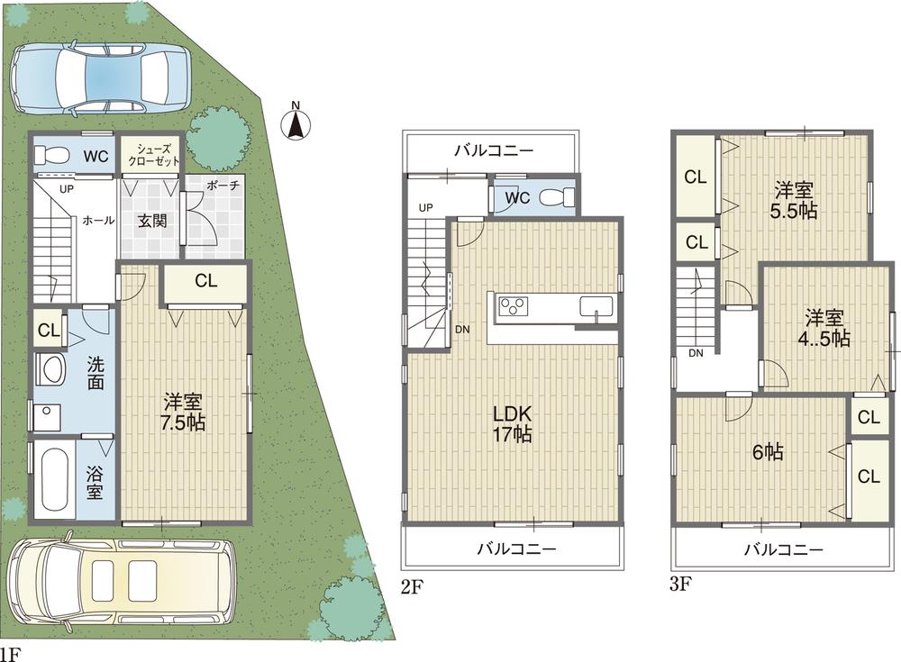 Floor plan. (No. 1 point), Price 32,800,000 yen, 4LDK, Land area 81.87 sq m , Building area 98.41 sq m