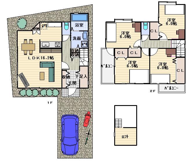 Floor plan. 29,800,000 yen, 4LDK, Land area 170.19 sq m , Building area 98.21 sq m B No. land.  Apart from A No. land ・ Yes C No. land