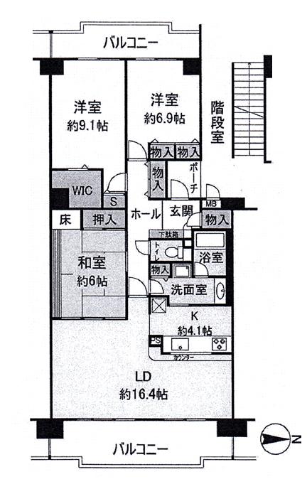 Floor plan. 3LDK, Price 25,700,000 yen, Footprint 99.3 sq m , Balcony area 19.8 sq m
