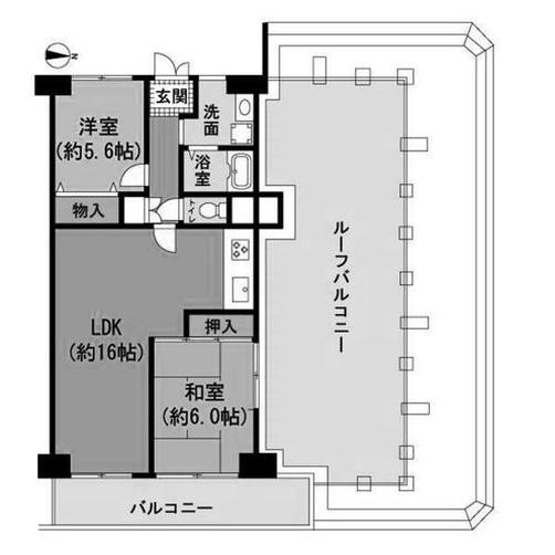 Floor plan. 2LDK, Price 12.8 million yen, Footprint 61.6 sq m , Balcony area 9.94 sq m
