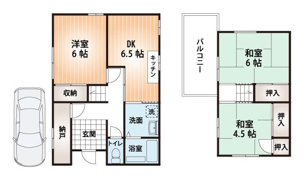 Floor plan. 23 million yen, 3DK + S (storeroom), Land area 93.71 sq m , Building area 67.79 sq m