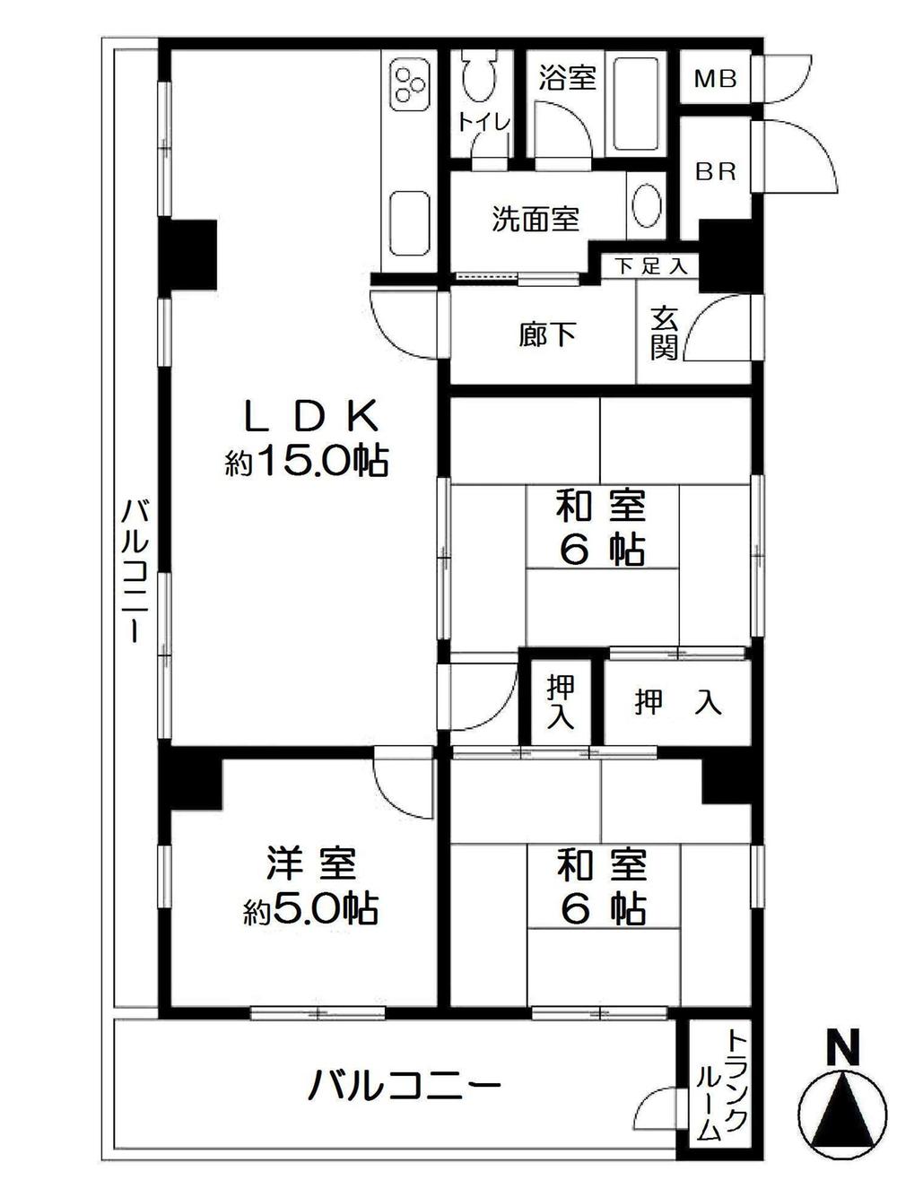 Floor plan. 3LDK, Price 11.2 million yen, Occupied area 71.35 sq m , Balcony area 8.27 sq m