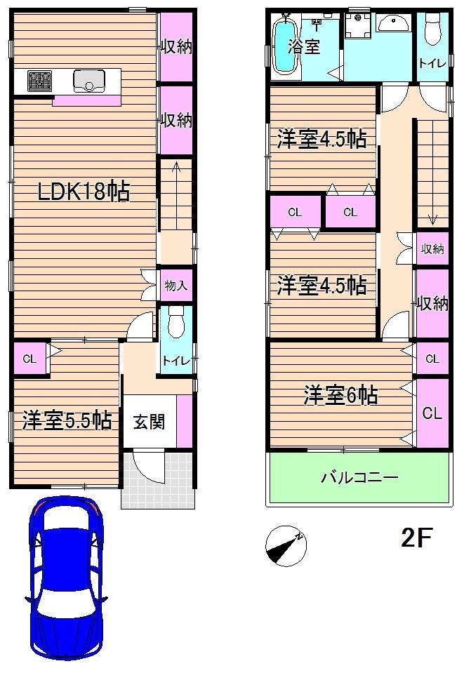 Floor plan. Price 38,800,000 yen, 4LDK, Land area 100.86 sq m , Building area 99.63 sq m