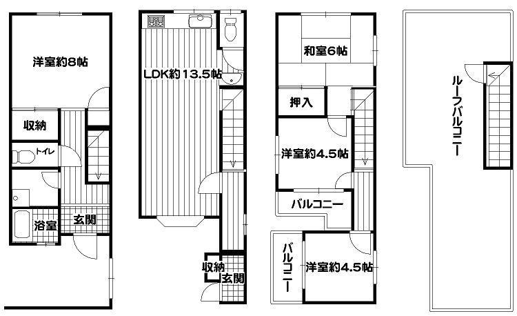 Floor plan. 10.8 million yen, 4LDK, Land area 48.31 sq m , Building area 93.26 sq m