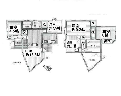 Floor plan. 28.5 million yen, 5LDK, Land area 109.92 sq m , Building area 82.59 sq m