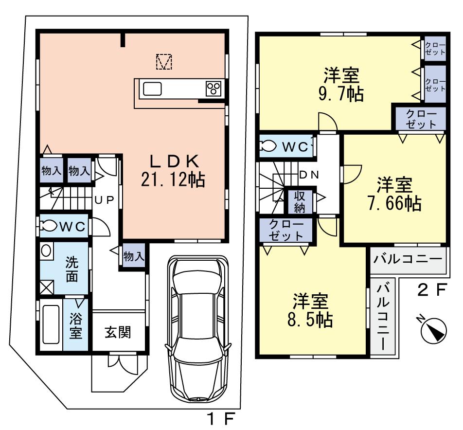 Floor plan. (No. 1 point), Price 30,300,000 yen, 3LDK, Land area 91.31 sq m , Building area 108.96 sq m