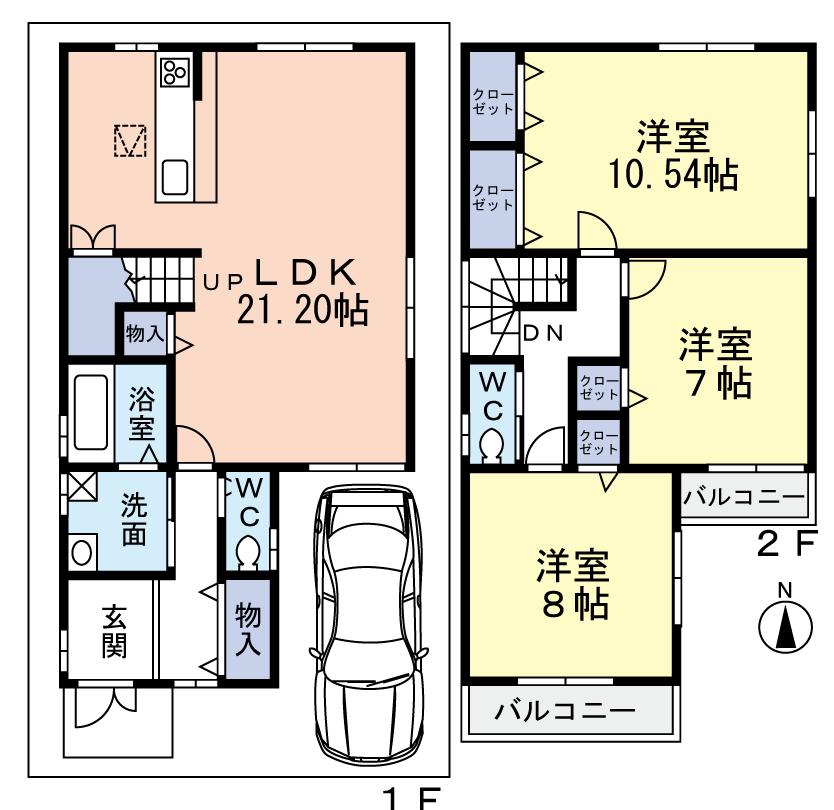 Floor plan. (No. 2 locations), Price 29.5 million yen, 3LDK, Land area 90.43 sq m , Building area 108.42 sq m