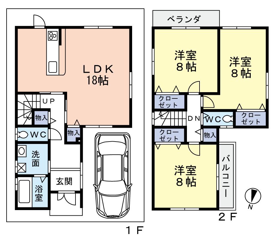 Floor plan. (No. 5 locations), Price 28,200,000 yen, 3LDK, Land area 90.17 sq m , Building area 100.44 sq m