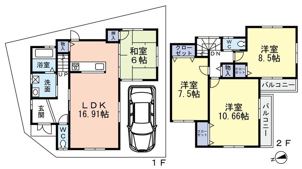 Floor plan. (No. 6 locations), Price 31,400,000 yen, 4LDK, Land area 97.02 sq m , Building area 109.08 sq m