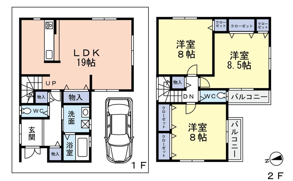 Floor plan. (No. 8 locations), Price 29,700,000 yen, 3LDK, Land area 91.99 sq m , Building area 105.3 sq m