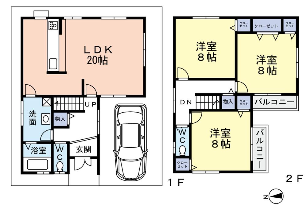 Floor plan. (No. 9 locations), Price 29,700,000 yen, 3LDK, Land area 91.92 sq m , Building area 105.3 sq m