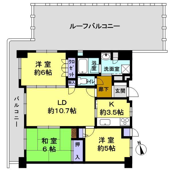 Floor plan. 3LDK, Price 18.9 million yen, Occupied area 67.31 sq m , Balcony area 11.67 sq m