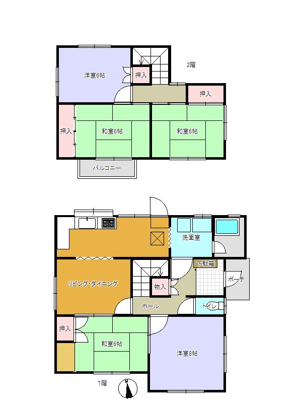 Floor plan. 11.5 million yen, 5LDK, Land area 184.51 sq m , Building area 105.96 sq m
