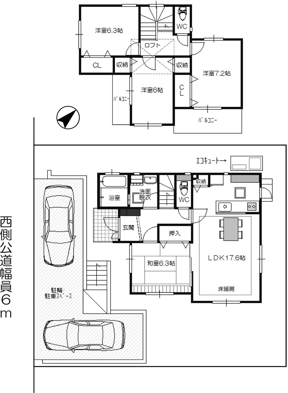 Floor plan. 28.8 million yen, 4LDK + S (storeroom), Land area 191.39 sq m , Building area 107.5 sq m floor plan drawings