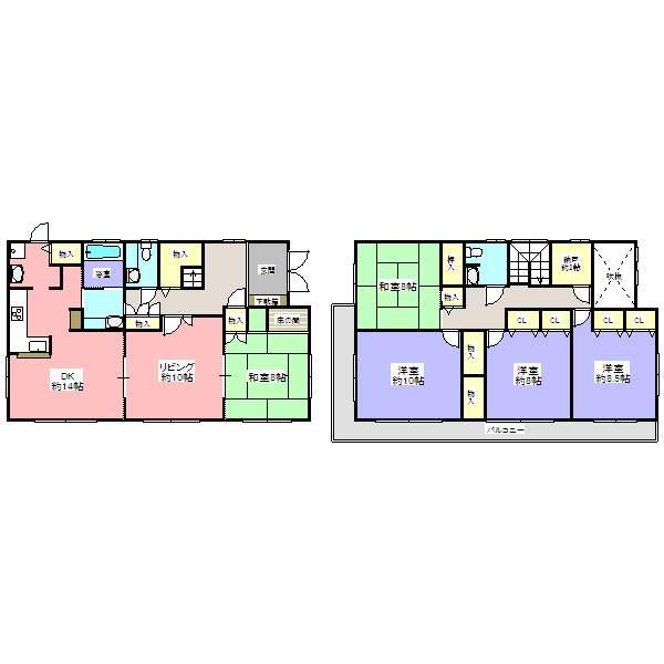 Floor plan. 31,800,000 yen, 5LDK+S, Land area 292.89 sq m , Is a floor plan of the building area 177.87 sq m spacious 5SLDK