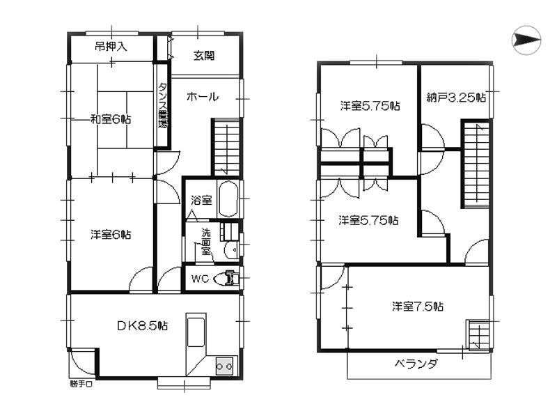 Floor plan. 6 million yen, 5DK + S (storeroom), Land area 232.78 sq m , Building area 106.81 sq m