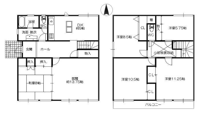 Floor plan. 19,800,000 yen, 5LDK, Land area 212.38 sq m , Building area 161.08 sq m