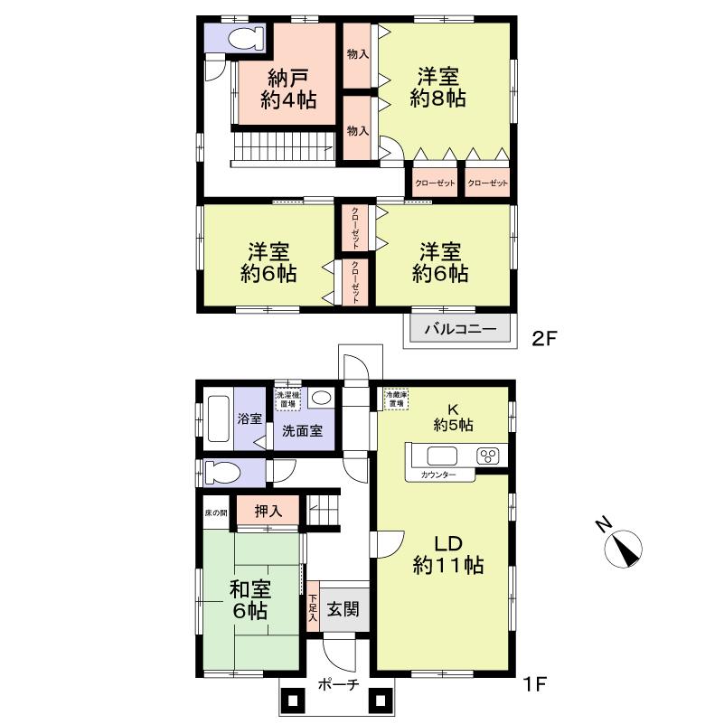 Floor plan. 21,800,000 yen, 4LDK + S (storeroom), Land area 267.69 sq m , Building area 117.58 sq m