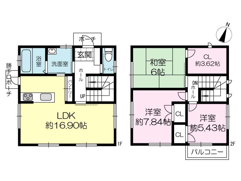Building plan example (floor plan). Building price 14,270,000 yen Outer groove, Retaining wall construction 5,330,000 yen (Parking available) Building area 98.00 sq m