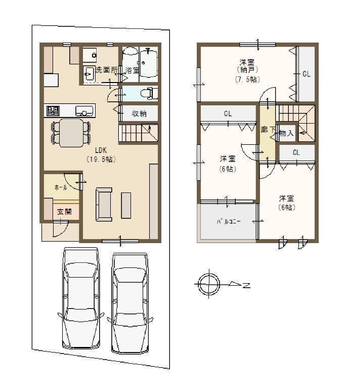 Compartment view + building plan example. Building plan example, Land price 19,701,000 yen, Land area 100.2 sq m , Building price 13,099,000 yen, Building area 91.93 sq m building plan example Building price 10,099,000 yen, Building area 91.93 sq m