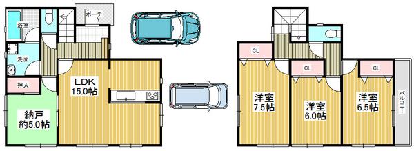 Floor plan. 26.5 million yen, 3LDK+S, Land area 125.32 sq m , Building area 94.77 sq m