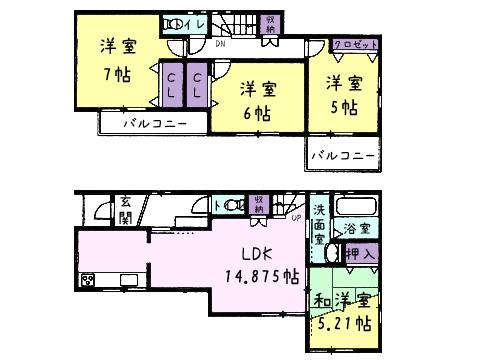Floor plan. 35,600,000 yen, 4LDK, Land area 90.65 sq m , Building area 92.89 sq m
