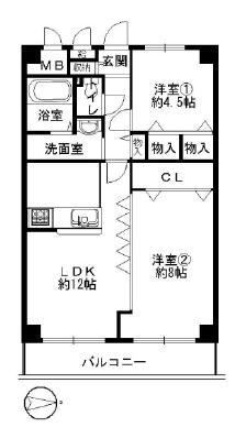 Floor plan. 2LDK, Price 9.3 million yen, Occupied area 57.84 sq m , To suit your mood you can change the layout on the balcony area 7.84 sq m convenient movable partition