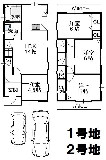 Floor plan. (No. 2 locations), Price 29,800,000 yen, 4LDK, Land area 90.08 sq m , Building area 84.24 sq m