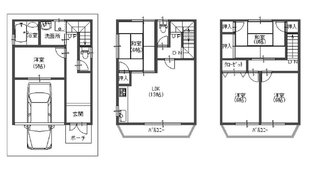 Floor plan. 20.8 million yen, 5LDK, Land area 68.43 sq m , Building area 116.64 sq m 2013 July renovated.  5LDK + garage