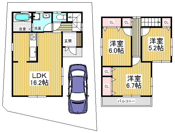 Floor plan. 23.8 million yen, 3LDK, Land area 77.3 sq m , A new life in the house of the building area 79.78 sq m bright south-facing