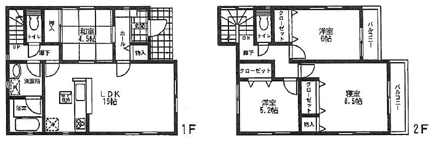 Floor plan. 27.5 million yen, 4LDK, Land area 125.32 sq m , The main bedroom and a balcony attractive facing the two rooms of the building area 95.58 sq m 8.5 Pledge