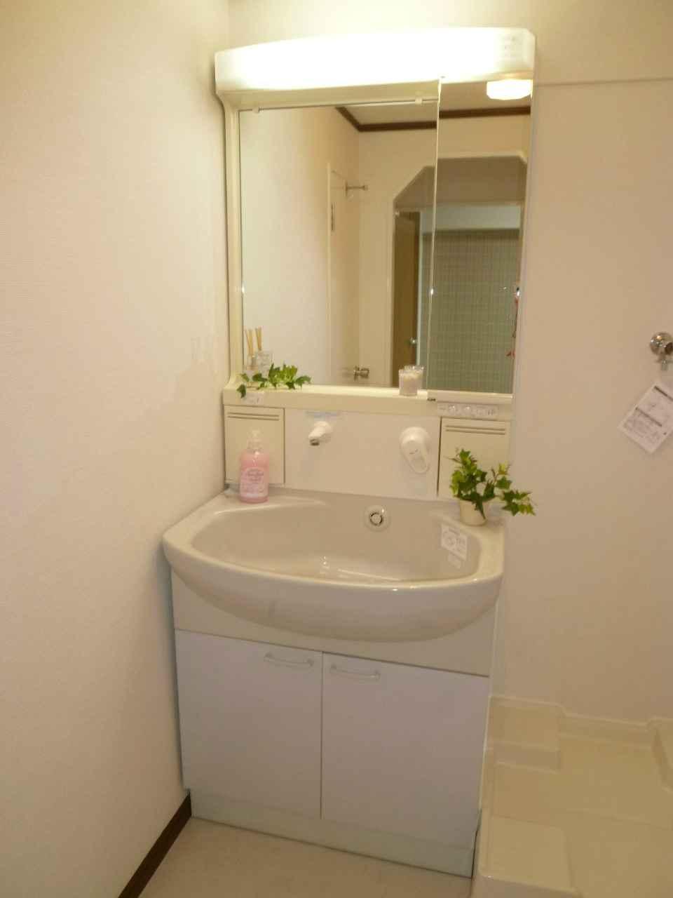 Wash basin, toilet. Washstand shelf rich to install, such as hair dressing